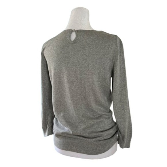 Talbots Silver Shimmer 3/4 Sleeve Pullover Sweater Size Small EUC - Picture 3 of 6